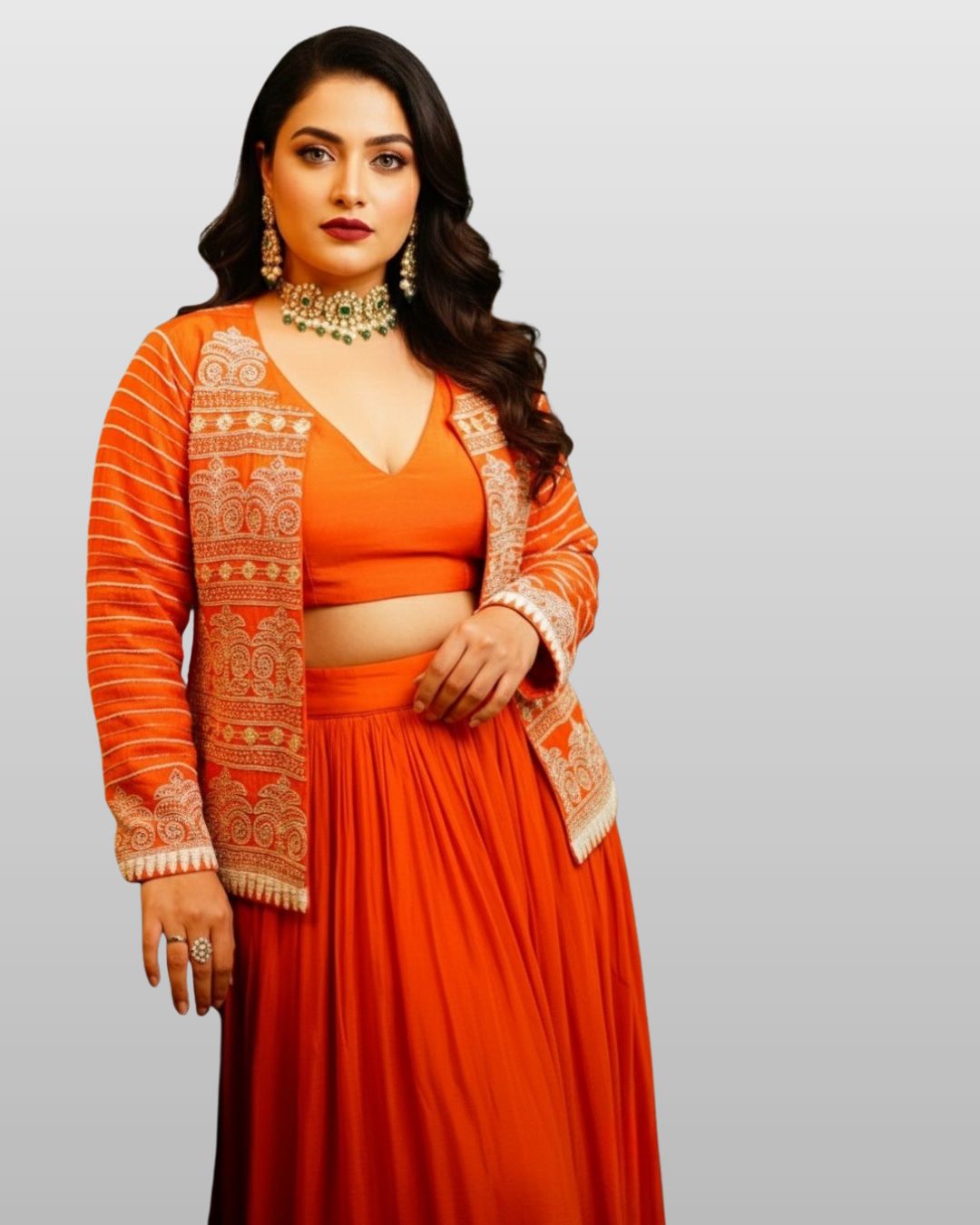 Gold and Magenta Lehenga Choli Set