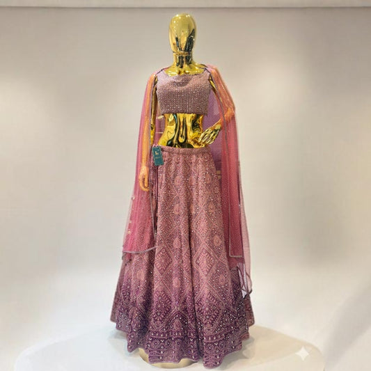 Dusty Rose Ombre Embellished Lehenga Set