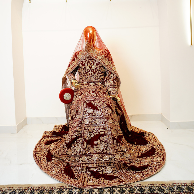 Heavy Red and Gold/Beige Lehenga Choli Set